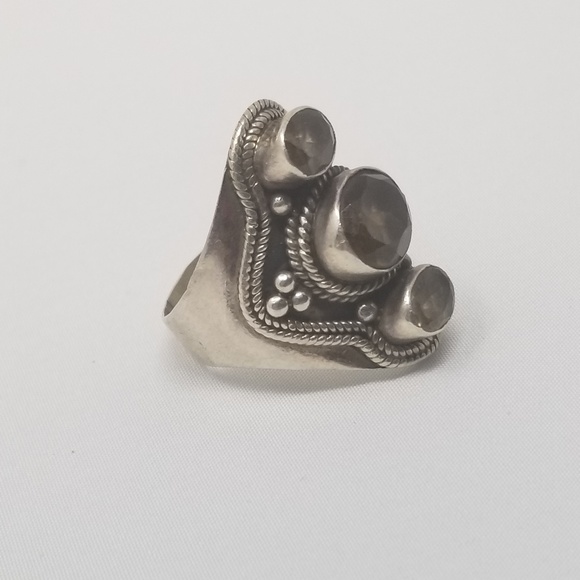 Sterling Silver Smokey Quartz Statement Ring size 8 - Picture 4 of 6